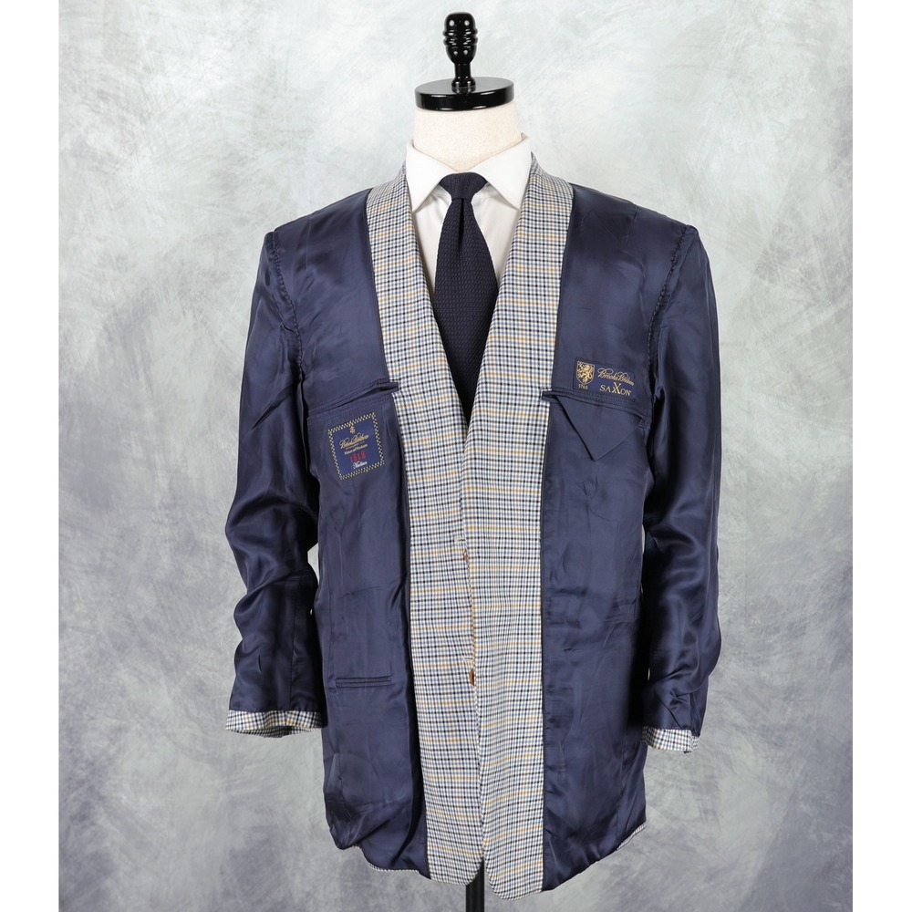 Brooks Brothers SaxXon Wool Sport Coat 42R 1818 Madison Blue Orange Glen Plaid - Picture 11 of 15